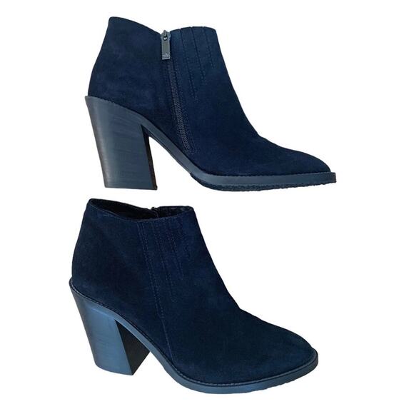 AQUITALIA Suede Chelsea Boots Ankle Size 10 Heels Italy Blue - Picture 4 of 9